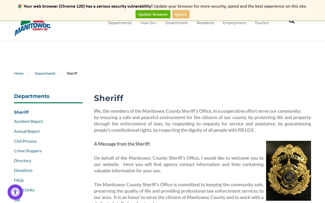 Manitowoc Recent Bookings county sheriff image