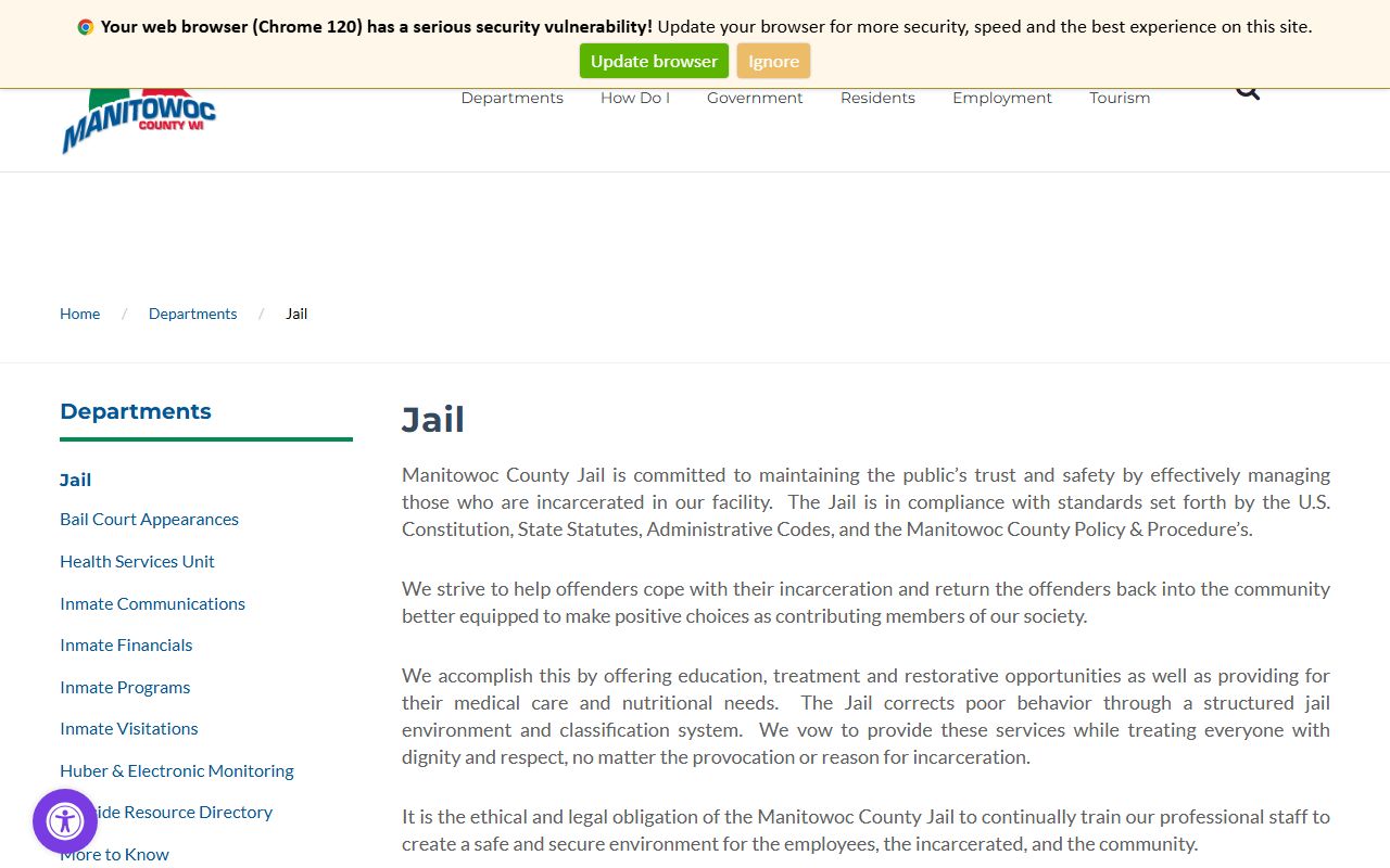 Manitowoc Recent Bookings county jail image