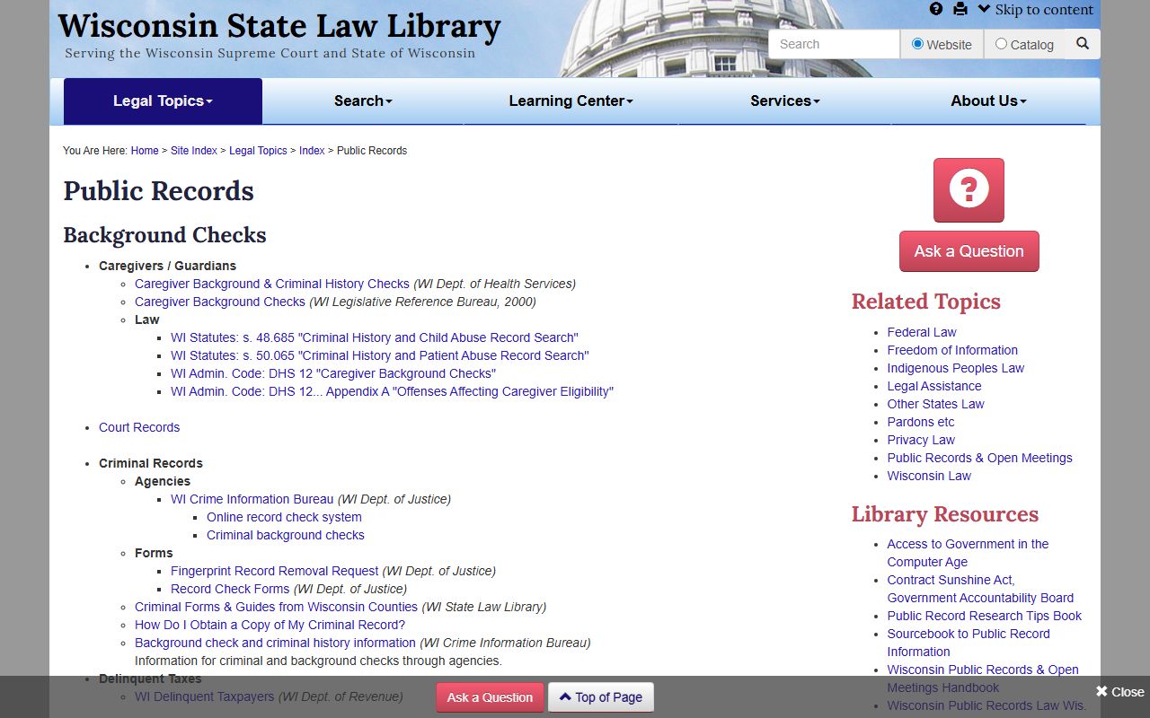 Wisconsin Recent Bookings law library image for public records resources
