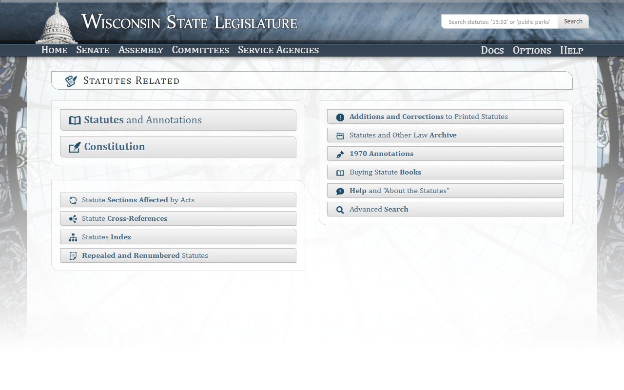 Wisconsin Recent Bookings statutes image from the Wisconsin Legislature